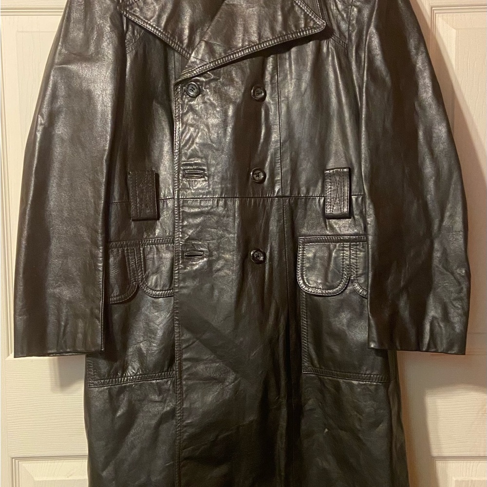 Men's Black Leather Trench Coat « Made in Argentina »